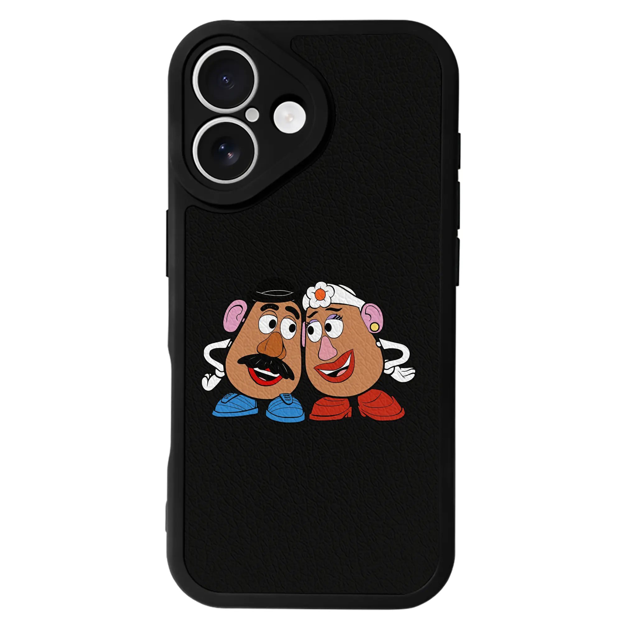 トイ・ストーリー グッズ ミセス・ポテトヘッド - IPhone 16シリーズ対応 ・ シリコンスマホケース ・ レザー調 ・ 高精度フィット ・ 耐衝撃 ・ ワイヤレス充電対応 ・ 精密カット